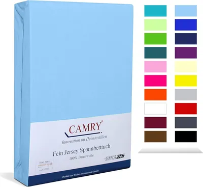 Produktbild von Carmy Spannbettlaken Jersey 140x200 - 160x200 cm Hellblau 100% Baumwolle