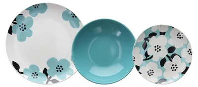 Bordenservies für 6 Personen, 18-teilig, Porzellan, mehrfarbig
