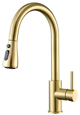 Image de Robinet de cuisine avec douchette extractible haute pression pour évier, 2 types de jets d'eau, en acier inoxydable