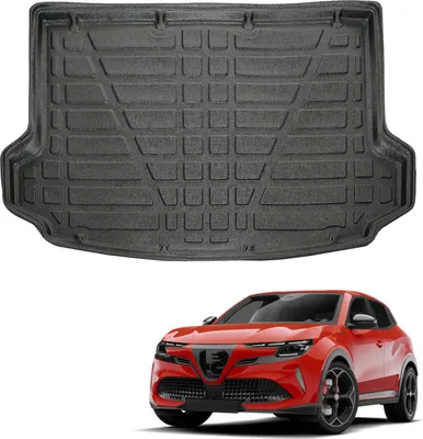 Image de Tapis De Coffre Sur Mesure Pour Alfa Romeo Junior Depuis 2024, Noir, Antidérapant, Bord Haut, Toutes Saisons