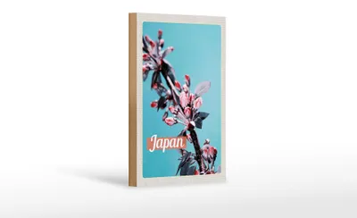 Produktbild von Holzschild Reise 12x18 cm Japan Asien Blumen Baum Knospe Urlaub