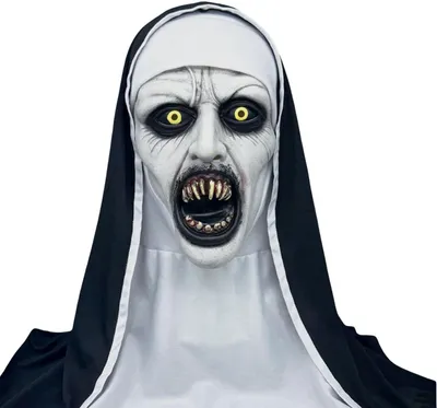 Zdjęcie produktu dla Przerażająca maska zakonnicy na Halloween, realistyczna, z lateksu, biała
