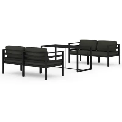 Produktbild von 5-tlg. Garten-Lounge-Set mit Kissen Aluminium Anthrazit