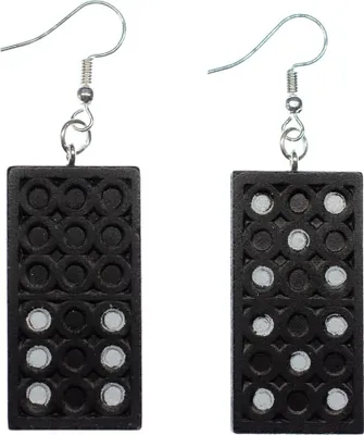 Produktbild von Domino Ohrringe Miniblings Hänger Dominostein Spiel Zahlen Zahl Spielstein Holz