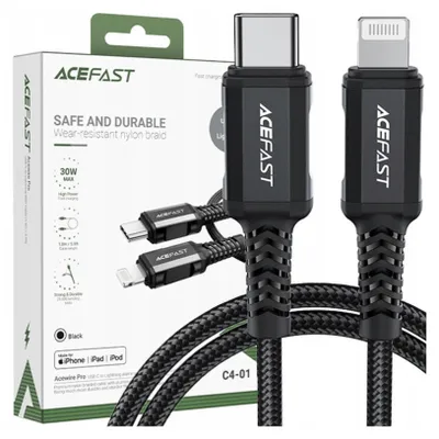 Immagine prodotto di Cavo Acefast C4-01 Lightning - Usb-C Pd 30W 3A 480Mb/S 1,8M - Czarny