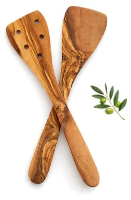 Productafbeelding van Set van 2 Olivenhouten Spatels – Keukengerei – 30 cm