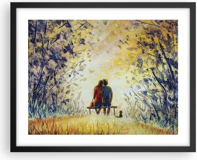 Produktbild von Gerahmtes Poster - Schwarzer Rahmen - Liebhaber auf Bank - 50x40 cm - Wand Bild - Wanddeko - Wandbilder - Kunstposter - Wandposter - Bilderrahmen - Bilder - Kunstdruck - P2BAA50x40-4578
