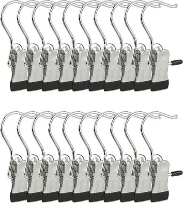 Produktbild von Drehbare Stiefelbügel, 20er-Set, Kleiderbügel mit Einzelclip aus Metall