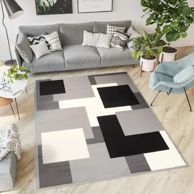 Produktbild von Tapiso Teppich DREAM Modern Weiß Schwarz Grau Wohnzimmer 140 x 200 cm