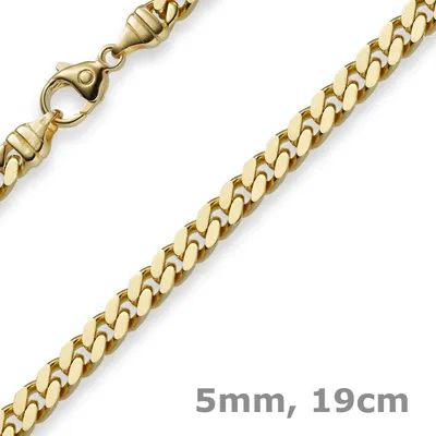 Produktbild von 5mm Panzerarmband Armband Armkette 585 Gold Gelbgold 19cm Uni Goldarmband