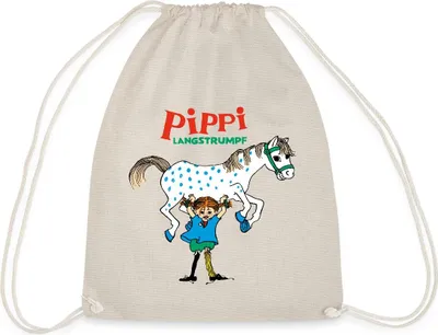 Produktbild von Spreadshirt Pippi Langstrumpf Pippi Hebt Kleiner Onkel Turnbeutel, One size, Natur