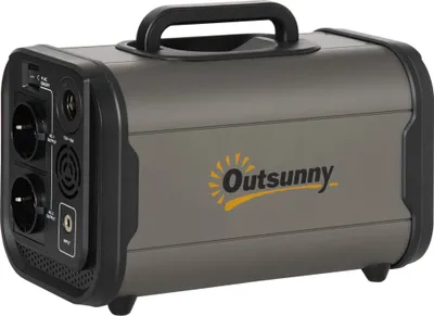 Produktbild von Outsunny Portable Power Station Stromversorgung 384Wh LiFePO4-Akku drei Lademodi mit AC-Steckdosen USB/PD/CAR-Anschlüsse LED-Bildschirm Taschenlampe für Outdoor Camping Grau 26,7 x 17,7 x 15,4 cm