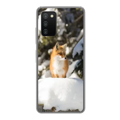 Produktbild von MuchoWow® Handyhülle Schutzhülle Hülle für Samsung Galaxy A03s Fuchs - Schnee - Baum Silikon Softcase Handy Hülle - Schutz