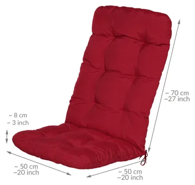 Immagine prodotto di Beautissu Set di 6 cuscini per sedie a schienale alto Flair HL, 120x50x8 cm, rosso