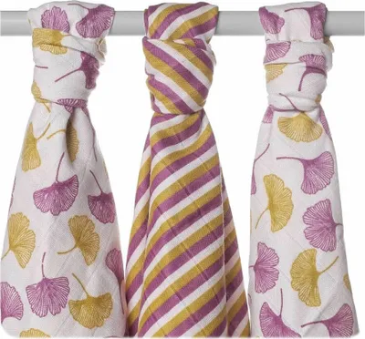 Produktbild von xkko Baumwollwindeln Alte Zeiten Organic 3er-Set Ginkgo