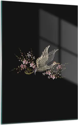 Produktbild von Bilder auf glas - Einteilig - Asiatisch Vogel Blumen - 50x70cm - Glasbilder - Wandbilder - Bilder - zum Aufhängen bereit - Wanddekoration aus Glas - Glas Bilder - Wandbild auf Glas - GPA50x70-4614