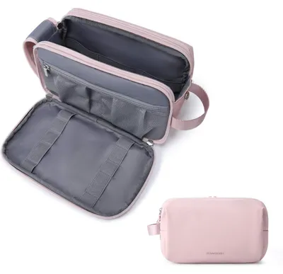 Produktbild von Kulturtasche Herren Reise Kosmetiktasche mit Doppelreißverschluss 5L Rosa M