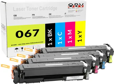 Produktbild von Kompatibler Toner Set für Canon i-SENSYS LBP-631 Cw MF 651 Cw als Ersatz für 067 CRG-067 Schwarz Cyan Magenta Gelb - 1350 / 1250 Seiten - C067A-Econ-SET