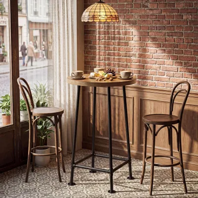 Produktbild von Tribesigns Runder Bartisch, 100 cm hoher Stehtisch mit Metall-Fußstütze, Bistrotisch, industrieller Kleiner Cocktailtisch für Bistro (Nur Tisch)