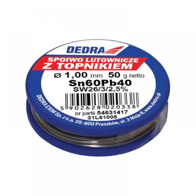 Zdjęcie produktu dla Lut z topnikiem spoiwo lutownicze 1.0 mm 50g