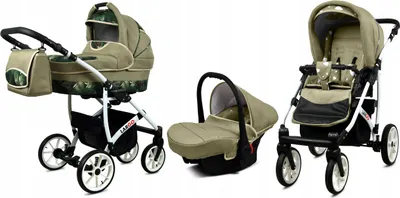 Produktbild von BabyLux® Largo | 3in1 Kinderwagen Set | Fern Leaf | Kombikinderwagen | Kinderwagenset | Buggy +