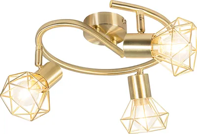 Produktbild von QAZQA - Modern Art Deco Spot I Spotlight I Deckenspot I Deckenstrahler I Strahler I Lampe I Leuchte Messing dreh- und neigbar - Mosh 3-flammig Spotbalken I Wohnzimmer I Schlafzimmer - Stahl Rund - LED