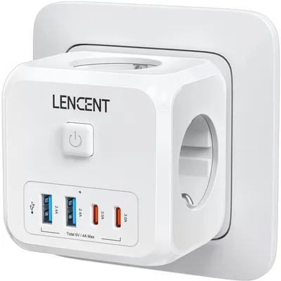 Immagine prodotto di Multipresa cubo 7 in 1 - 3 prese - 2 USB - 2 USB-C - 4000 W - Bianco