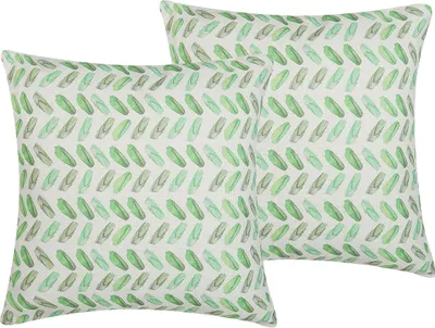 Obrázek produktu pro BELIANI Sada dekorativních polštářů bílo zelených polyester 45 x 45 cm moderní design