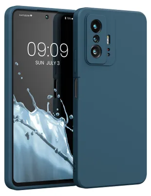 Produktbild von kwmobile Hülle kompatibel mit Xiaomi 11T / 11T Pro Hülle - gummierte TPU Silikon Handyhülle - Schutzhülle für kabelloses Laden - Case in Petrol matt