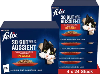Produktbild von FELIX So gut wie es aussieht Katzenfutter nass in Gelee, Sorten-Mix, 4x24x85g (4x24x85g)