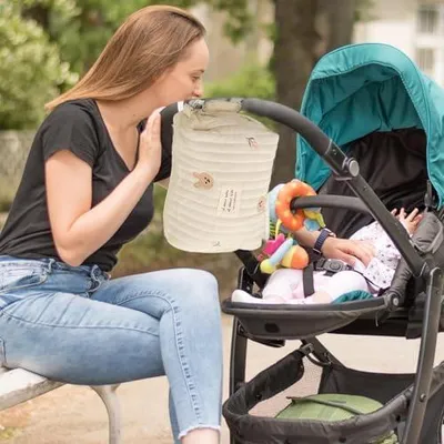 Produktbild von Geräumige Kinderwagen-Organizer-Tasche aus Baumwolle, tragbare und wiederverwendbare Windeltasche für Windeln, Tücher und Schlüssel