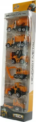 Produktbild von Baufahrzeuge Set 6 Stück Bagger Betonmischer Walze Metallautos Spielzeug Robust Kinder