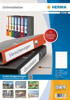 Produktbild von HERMA Ordneretiketten A4 192x38 mm weiß Papier matt blickdicht 21 St.