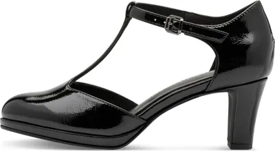 Produktbild von MARCO TOZZI Damen Pumps mit T-Riemen Plateau und Trichterabsatz 2-24419-45, Größe:37 EU, Farbe:Schwarz
