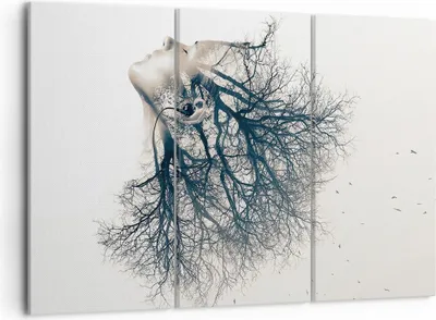 Produktbild von Bild auf Leinwand - Leinwandbild - 3 Teile - Mädchen Baum Grafik - 105x70cm - Wand Bild - Wanddeko - Wandbilder - Leinwanddruck - Bilder - Wanddekoration - Leinwand bilder - Wandbild - CE105x70-4354