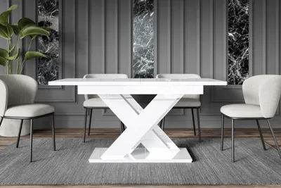 Produktbild von ALTDECOR Esstisch ausziehbar, ideal als Küchentisch, Esszimmertisch oder Wohnzimmertisch, solide Konstruktion aus Möbelplatte - RONX - 140-180x80x75cm - Weiß