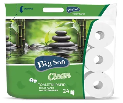 Immagine prodotto di 3 rotoli di carta igienica BigSoft, confezione da 24, 150 fogli per rotolo, 3 strati, carta igienica per WC