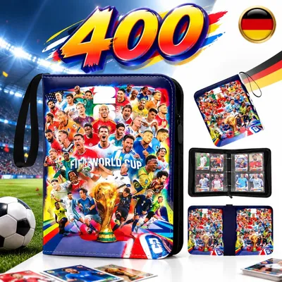 Productafbeelding van Verzamelingalbum voor 400 kaarten, met 4 compartimenten, ringband, gemaakt van Polyurethanleer, geschikt voor het n van verzamelkaarten