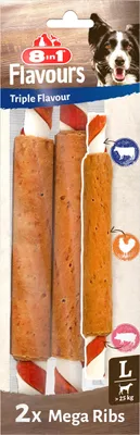 Produktbild von 8in1 Hundeleckerli Triple Flavour Mega Ribs 140 g