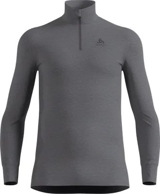 Graues Langarmshirt mit Stehkragen und kurzem Reißverschluss von Odlo