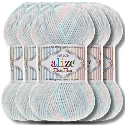 Produktbild von Alize 5x 100g Baby Best Batik Wolle mit Farbverlauf, Antipilling, Häkeln, Stricken (6623)