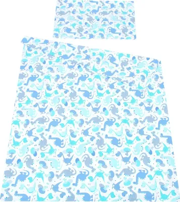 Produktbild von BABYLUX Kinderbettwäsche 2 Tlg. 90 x 120 cm Bettwäsche 100. Dino Blau