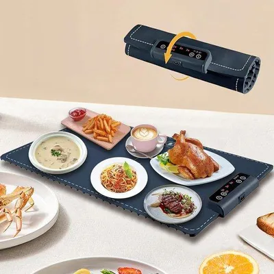 Imagen del producto de Placa eléctrica para calentar alimentos: temperatura ajustable, portátil y plegable. Ideal para calentar bebidas y alimentos