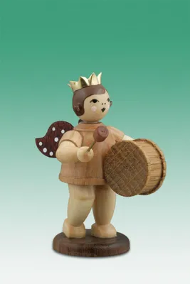 Produktbild von Holzfigur Musikantenengel mit großer Geige und Krone natur Höhe 6cm NEU