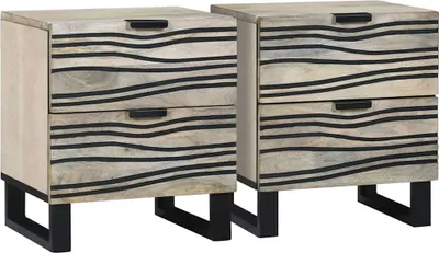 Image de Table de chevet 2 pcs Blanc 40 x 33 x 46 cm Bois d'ingénierie