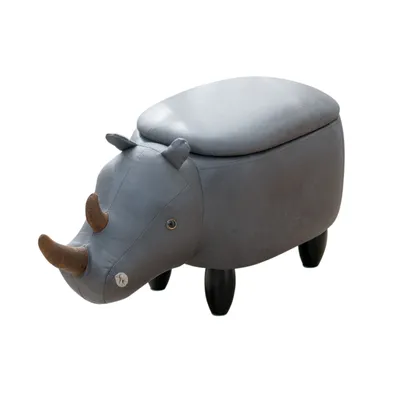 Produktbild von SVITA Tierhocker Stauraum Kinderhocker Sitzhocker Kinderzimmer Sitzbox Nashorn