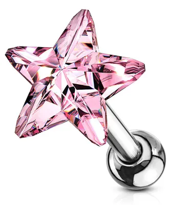Produktbild von Helix & Tragus Ohr Piercing „Kristall Stern“ Pink