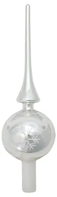 Produktbild von Krebs Glas Lauscha Christbaumspitze - Silber Glänzend - aus Glas - ca. 28cm - für ein edles Finish am Baum