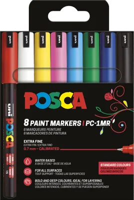 Produktbild von POSCA Pigmentmarker PC-1MR 8er Box farbig sortiert wasserfest