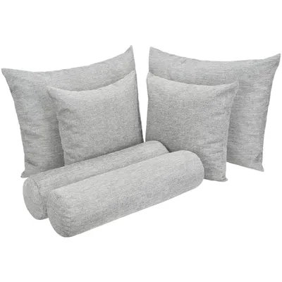 Produktbild von Selfitex Großes 6-teiliges Boxspringbett Kissen Set, 60x80/50x50/Nackenrolle 19x65, Sofakissen inkl. weichen Füllkissen, Farbe: Grau
